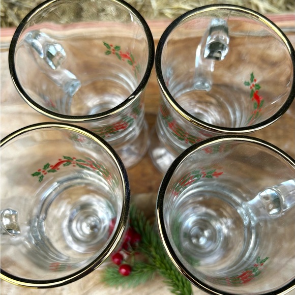 Vintage Libbey Irish Coffee Footed Christmas Mugs w Handles Set of 4 - Picture 4 of 12